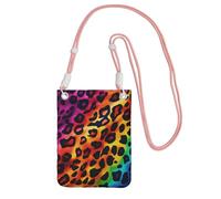 TRSGKSQP Petit sac à bandoulière pour femme - Mini portefeuille pour téléphone portable - Motif léopard arc-en-ciel, rose, Taille unique