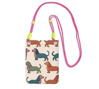 TRSGKSQP Petit sac à bandoulière pour femme - Mini portefeuille pour téléphone portable - Motif teckel mignon, Fuchsia, Taille unique