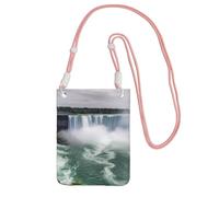 TRSGKSQP Petit sac à bandoulière pour femme - Mini portefeuille pour téléphone portable - Niagara Falls, rose, Taille unique