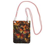 TRSGKSQP Petit sac à bandoulière pour femme - Mini portefeuille pour téléphone portable - Papillons monarques, rose, Taille unique