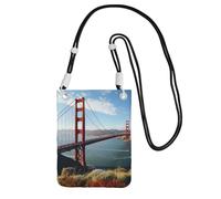 TRSGKSQP Petit sac à bandoulière pour femme - Mini portefeuille pour téléphone portable - San Francisco Golden Gate Bridge, Noir , Taille unique