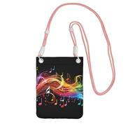 TRSGKSQP Petit sac à bandoulière pour femme pour téléphone portable, mini portefeuille pour téléphone portable, note de musique, mélodie, sac pour téléphone portable, rose, Taille unique