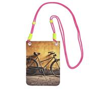 TRSGKSQP Petit sac à bandoulière pour femme pour téléphone portable, mini portefeuille pour téléphone portable, vieux vélo, Fuchsia, Taille unique