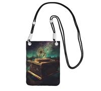 TRSGKSQP Petit sac à bandoulière pour femme, sac à main pour téléphone portable, mini portefeuille, boîte à musique de rêve, sac pour téléphone portable, Noir , Taille unique