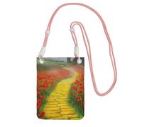 TRSGKSQP Petit sac à bandoulière pour femme, sac à main pour téléphone portable, mini portefeuille, champ de coquelicots, sac pour téléphone portable, rose, Taille unique