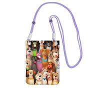 TRSGKSQP Petit sac à bandoulière pour femme, sac à main pour téléphone portable, mini portefeuille, chien, sac pour téléphone portable, violet, Taille unique