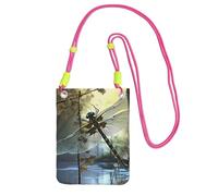 TRSGKSQP Petit sac à bandoulière pour femme - Sac à main pour téléphone portable, mini portefeuille et libellules, Fuchsia, Taille unique