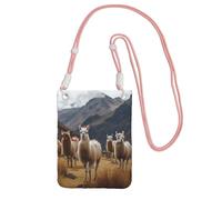 TRSGKSQP Petit sac à bandoulière pour femme - Sac à main pour téléphone portable - Mini portefeuille lamas dans les Andes - Sac pour téléphone portable, rose, Taille unique
