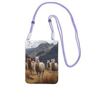 TRSGKSQP Petit sac à bandoulière pour femme - Sac à main pour téléphone portable - Mini portefeuille lamas dans les Andes - Sac pour téléphone portable, violet, Taille unique