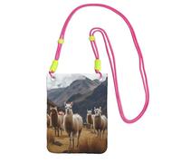 TRSGKSQP Petit sac à bandoulière pour femme - Sac à main pour téléphone portable - Mini portefeuille lamas dans les Andes - Sac pour téléphone portable, Fuchsia, Taille unique