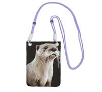 TRSGKSQP Petit sac à bandoulière pour femme - Sac à main pour téléphone portable - Mini portefeuille - Motif loutre, violet, Taille unique