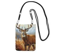 TRSGKSQP Petit sac à bandoulière pour femme - Sac à main pour téléphone portable - Mini portefeuille - Motif cerf - Sac pour téléphone portable, Noir , Taille unique