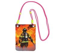TRSGKSQP Petit sac à bandoulière pour femme, sac à main pour téléphone portable, mini portefeuille pour téléphone portable, pompier, pompier, flamme, sac pour téléphone portable, Fuchsia, Taille