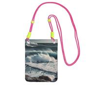 TRSGKSQP Petit sac à bandoulière pour femme - Sac à main pour téléphone portable - Mini portefeuille pour téléphone portable - Mers sauvages, Fuchsia, Taille unique