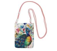 TRSGKSQP Petit sac à bandoulière pour femme, sac à main pour téléphone portable, mini portefeuille pour téléphone portable, sac aquarelle paon pour téléphone portable, rose, Taille unique
