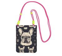 TRSGKSQP Petit sac à bandoulière pour femme, sac à main pour téléphone portable, mini portefeuille pour téléphone portable, sac pour téléphone portable « I Love French Bulldog », Fuchsia, Taille