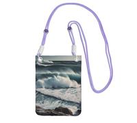 TRSGKSQP Petit sac à bandoulière pour femme - Sac à main pour téléphone portable - Mini portefeuille pour téléphone portable - Mers sauvages, violet, Taille unique