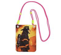 TRSGKSQP Petit sac à bandoulière pour femme, sac à main pour téléphone portable, mini portefeuille pour téléphone portable, pompier, pompier, flamme, sac pour téléphone portable, Fuchsia, Taille
