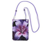 TRSGKSQP Petit sac à bandoulière pour femme, sac à main pour téléphone portable, mini portefeuille pour téléphone portable, motif fleurs de lys violettes, violet, Taille unique