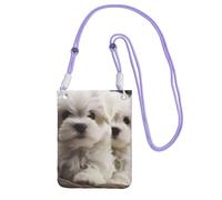 TRSGKSQP Petit sac à bandoulière pour femme, sac à main pour téléphone portable, mini portefeuille pour téléphone portable, chiot maltais, sac pour téléphone portable, violet, Taille unique