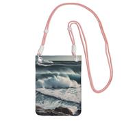 TRSGKSQP Petit sac à bandoulière pour femme - Sac à main pour téléphone portable - Mini portefeuille pour téléphone portable - Mers sauvages, rose, Taille unique