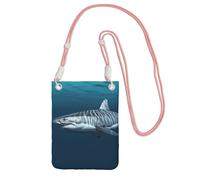 TRSGKSQP Petit sac à bandoulière pour femme, sac à main pour téléphone portable, mini portefeuille pour téléphone portable, grand requin blanc, rose, Taille unique