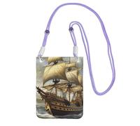 TRSGKSQP Petit sac à bandoulière pour femme - Sac à main pour téléphone portable - Mini portefeuille pour téléphone portable - Age of Discovery Ship, violet, Taille unique