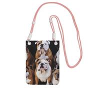 TRSGKSQP Petit sac à bandoulière pour femme, sac à main pour téléphone portable, mini portefeuille pour téléphone portable, bouledogues anglais, sac pour téléphone portable, rose, Taille unique