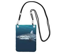 TRSGKSQP Petit sac à bandoulière pour femme, sac à main pour téléphone portable, mini portefeuille pour téléphone portable, grand requin blanc, Noir , Taille unique