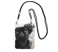 TRSGKSQP Petit sac à bandoulière pour femme, sac à main pour téléphone portable, mini portefeuille pour téléphone portable, joli carlin, noir, Noir , Taille unique