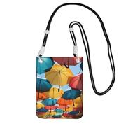 TRSGKSQP Petit sac à bandoulière pour femme, sac à main pour téléphone portable, mini portefeuille pour téléphone portable, parapluies colorés, Noir , Taille unique