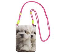 TRSGKSQP Petit sac à bandoulière pour femme, sac à main pour téléphone portable, mini portefeuille pour téléphone portable, chiot maltais, sac pour téléphone portable, Fuchsia, Taille unique