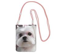 TRSGKSQP Petit sac à bandoulière pour femme, sac à main pour téléphone portable, mini portefeuille pour téléphone portable, joli sac pour téléphone portable maltais, rose, Taille unique