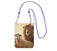 TRSGKSQP Petit sac à bandoulière pour femme, sac à main pour téléphone portable, mini portefeuille pour téléphone portable, motif lion mouton, sac pour téléphone portable, violet, Taille unique
