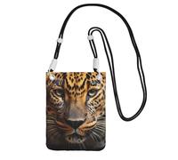TRSGKSQP Petit sac à bandoulière pour femme - Sac à main pour téléphone portable - Mini portefeuille pour téléphone portable - Noir et marron - Motif léopard, Noir , Taille unique