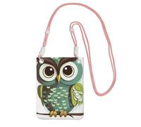 TRSGKSQP Petit sac à bandoulière pour femme, sac à main pour téléphone portable, mini portefeuille pour téléphone portable, motif de chouette mignonne, vert, rose, Taille unique