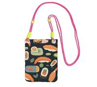 TRSGKSQP Petit sac à bandoulière pour femme - Sac à main pour téléphone portable, mini portefeuille, sushi - Motif nourriture - Sac pour téléphone portable, Fuchsia, Taille unique