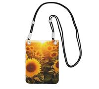 TRSGKSQP Petit sac à bandoulière pour femme, sac à main pour téléphone portable, mini portefeuille, tournesol, champ de tournesol, Noir , Taille unique