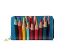 TRSGKSQP Portefeuille en cuir pour femme et homme - Portefeuille à deux volets - Porte-cartes de crédit - Crayons de couleur vive - Pochette pour femme