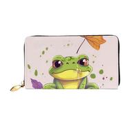 TRSGKSQP Portefeuille en cuir pour femme et homme - Portefeuille à deux volets - Ultra fin - Porte-cartes de crédit - Motif feuilles et grenouille