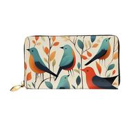 TRSGKSQP Portefeuille en cuir pour femme et homme - Portefeuille à deux volets - Ultra fin - Porte-cartes de crédit - Flocage d'oiseaux
