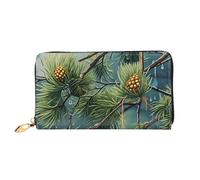 TRSGKSQP Portefeuille en cuir pour femme et homme - Portefeuille à deux volets - Ultra fin - Porte-cartes de crédit - Pin Tree - Gouttes de pluie - Pochette pour femme