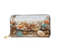 TRSGKSQP Portefeuille en cuir pour femme et homme - Portefeuille à deux volets - Ultra fin - Porte-cartes de crédit - Thème océan - Plage - Pochette pour femme