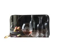 TRSGKSQP Portefeuille en cuir pour femme et homme - Portefeuille à deux volets - Ultra fin - Porte-cartes de crédit - Verres à vin - Pochette pour femme