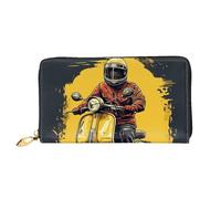 TRSGKSQP Portefeuille en cuir pour femme et homme - Portefeuille à deux volets - Ultra fin - Porte-cartes de crédit - Scooter - Pour homme et femme