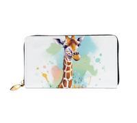TRSGKSQP Portefeuille en cuir pour femme et homme - Portefeuille ultra fin avec porte-cartes de crédit - Illustration artistique de girafe