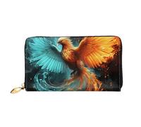 TRSGKSQP Portefeuille en cuir pour femme et homme - Portefeuille ultra fin avec porte-cartes de crédit - Phénix - Feu et eau - Pochette pour femme