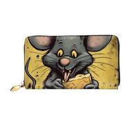 TRSGKSQP Portefeuille en cuir pour femme et homme - Portefeuille ultra fin avec porte-cartes de crédit - Rat mange un morceau de fromage