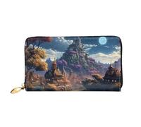 TRSGKSQP Portefeuille en cuir pour femme et homme - Portefeuille ultra fin avec porte-cartes de crédit - Fantasy Town - Pochette pour femme