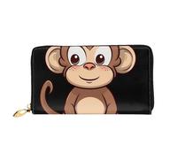 TRSGKSQP Portefeuille en cuir pour femme et homme - Portefeuille ultra fin avec porte-cartes de crédit - Motif singe marron